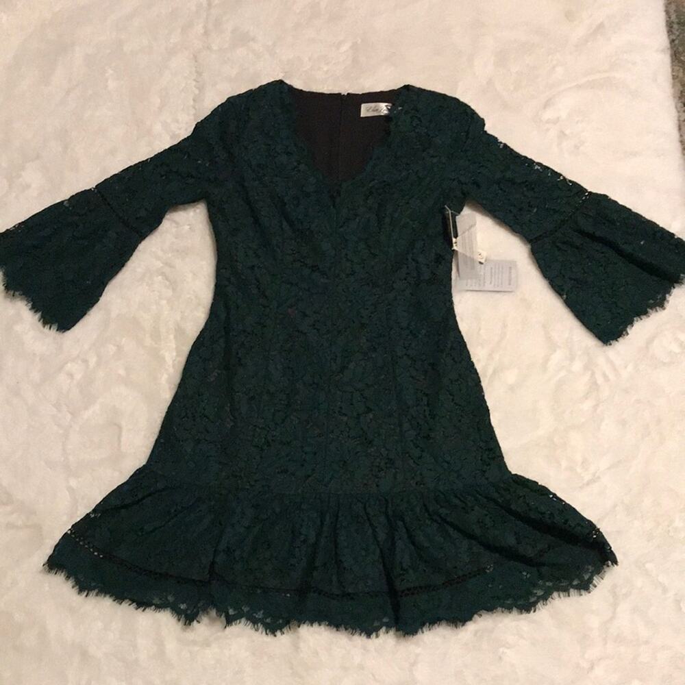 NWT Eliza J Green Lace Dress Flare Sleeve